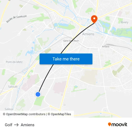 Golf to Amiens map