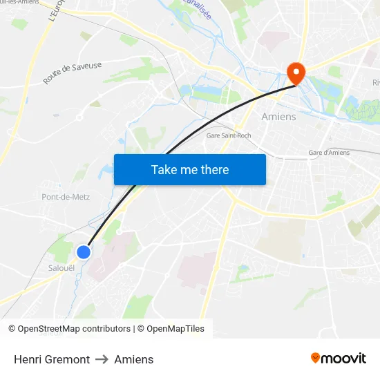 Henri Gremont to Amiens map