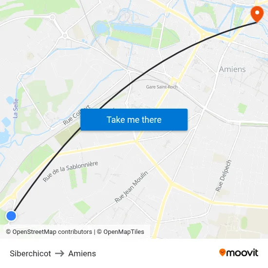 Siberchicot to Amiens map