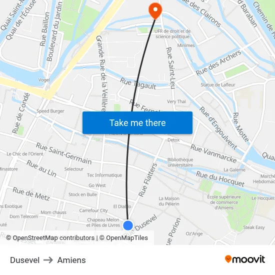 Dusevel to Amiens map