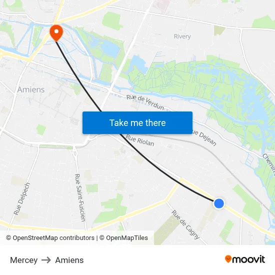 Mercey to Amiens map