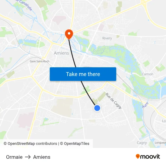 Ormaie to Amiens map