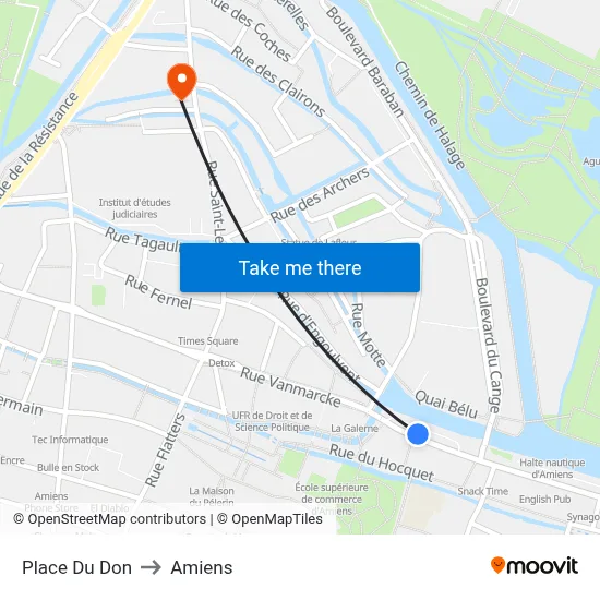 Place Du Don to Amiens map