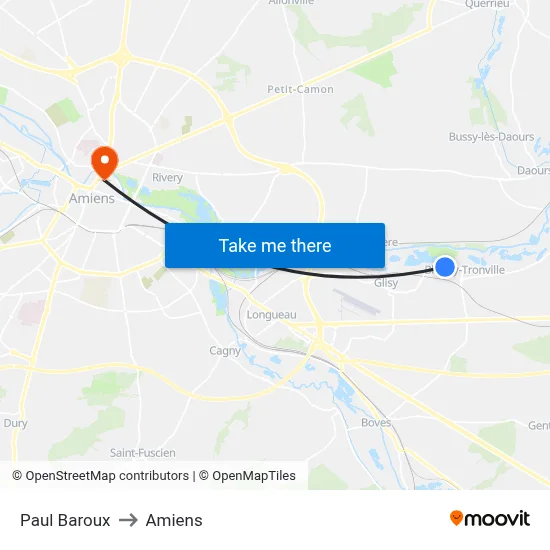 Paul Baroux to Amiens map
