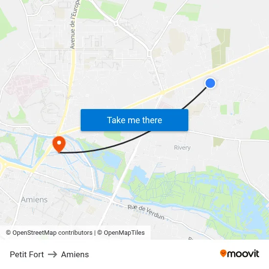 Petit Fort to Amiens map