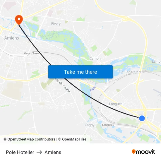 Pole Hotelier to Amiens map