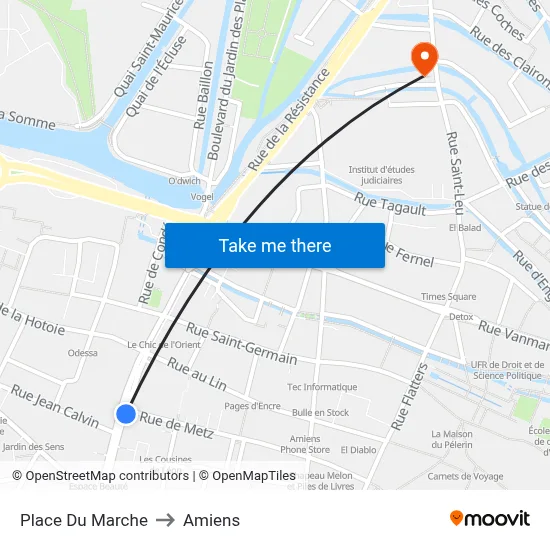Place Du Marche to Amiens map