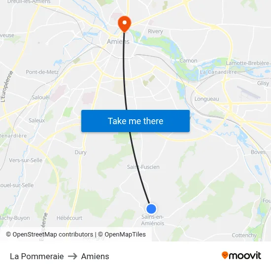 La Pommeraie to Amiens map