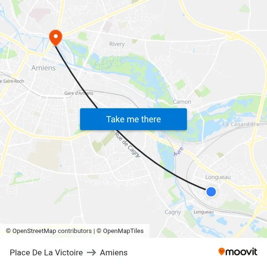 Place De La Victoire to Amiens map
