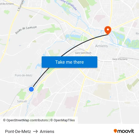Pont-De-Metz to Amiens map