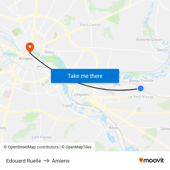 Edouard Ruelle to Amiens map