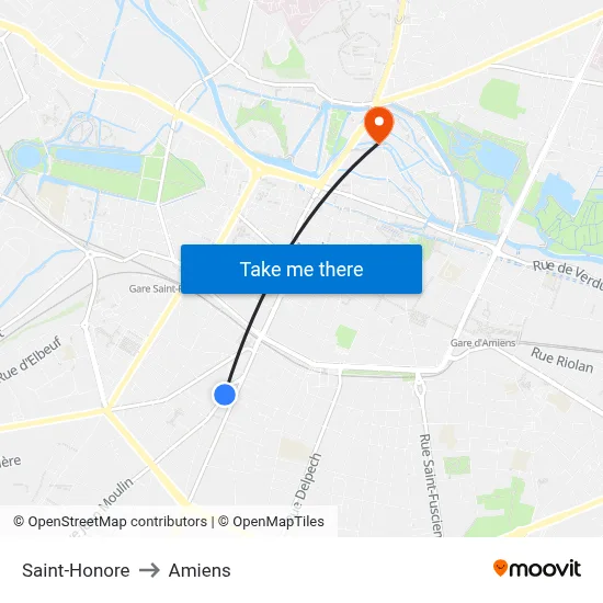 Saint-Honore to Amiens map