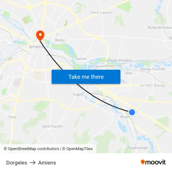 Dorgeles to Amiens map