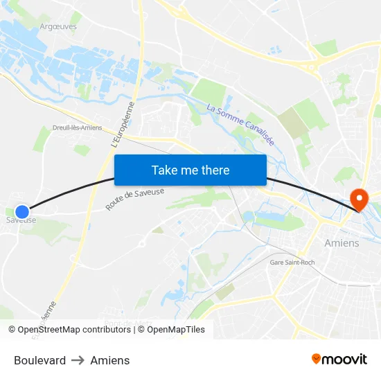 Boulevard to Amiens map
