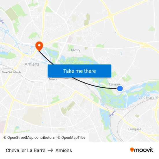 Chevalier La Barre to Amiens map