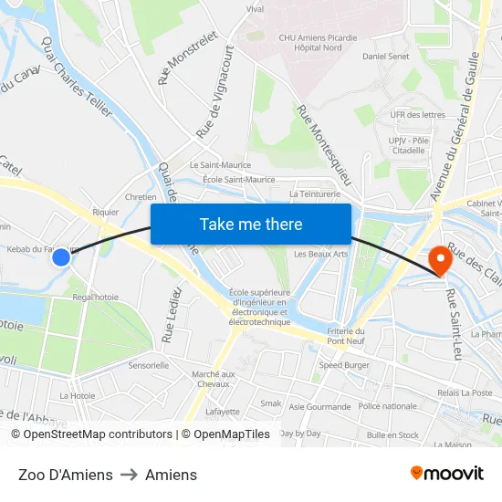 Zoo D'Amiens to Amiens map