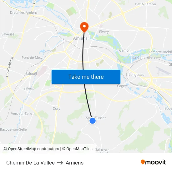 Chemin De La Vallee to Amiens map