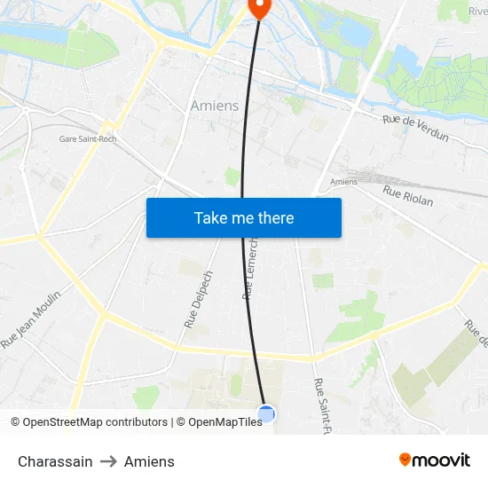 Charassain to Amiens map