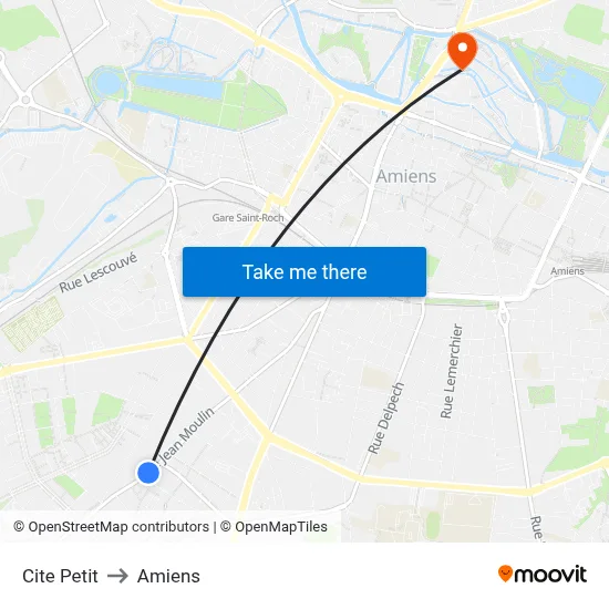 Cite Petit to Amiens map