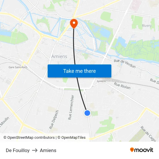 De Fouilloy to Amiens map