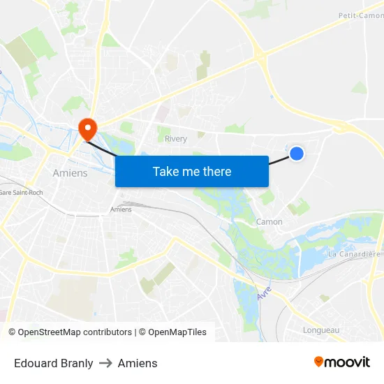 Edouard Branly to Amiens map