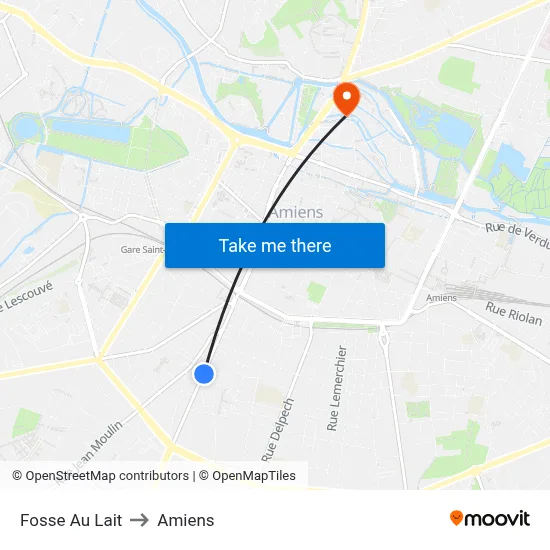Fosse Au Lait to Amiens map