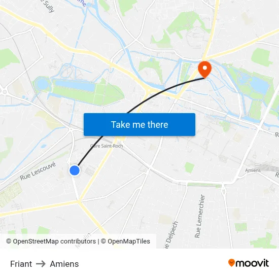 Friant to Amiens map