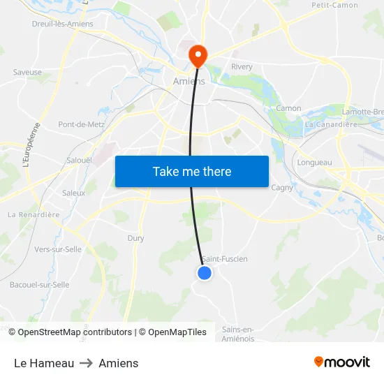 Le Hameau to Amiens map