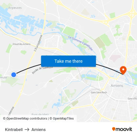 Kintrabell to Amiens map