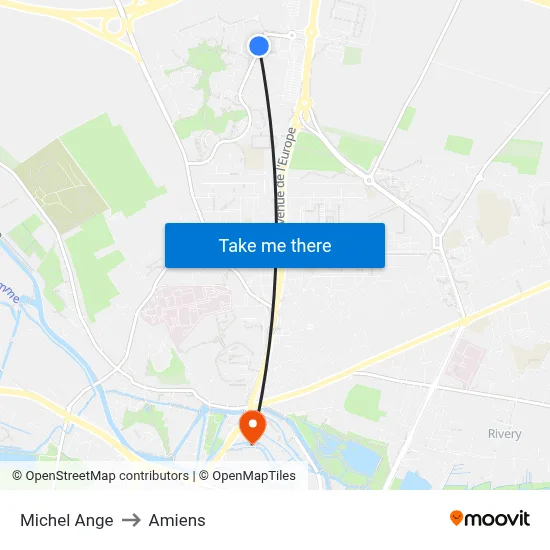 Michel Ange to Amiens map