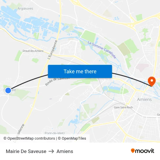 Mairie De Saveuse to Amiens map