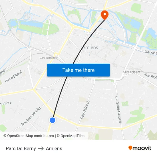 Parc De Berny to Amiens map