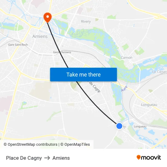 Place De Cagny to Amiens map