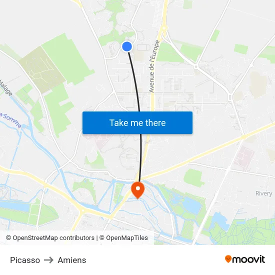 Picasso to Amiens map