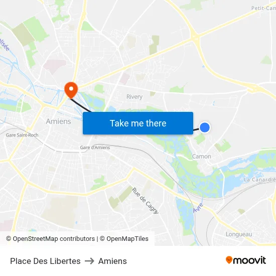 Place Des Libertes to Amiens map