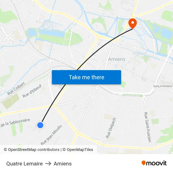 Quatre Lemaire to Amiens map