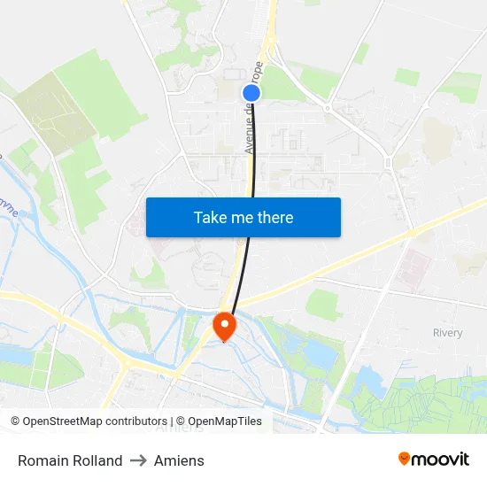 Romain Rolland to Amiens map