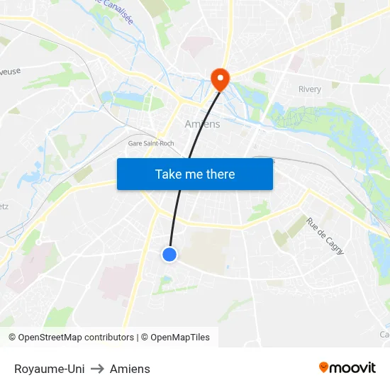 Royaume-Uni to Amiens map