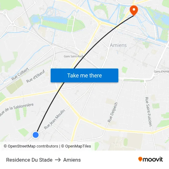 Residence Du Stade to Amiens map