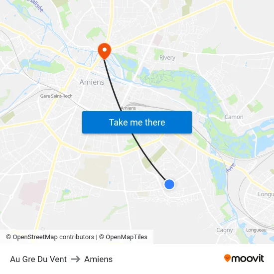 Au Gre Du Vent to Amiens map