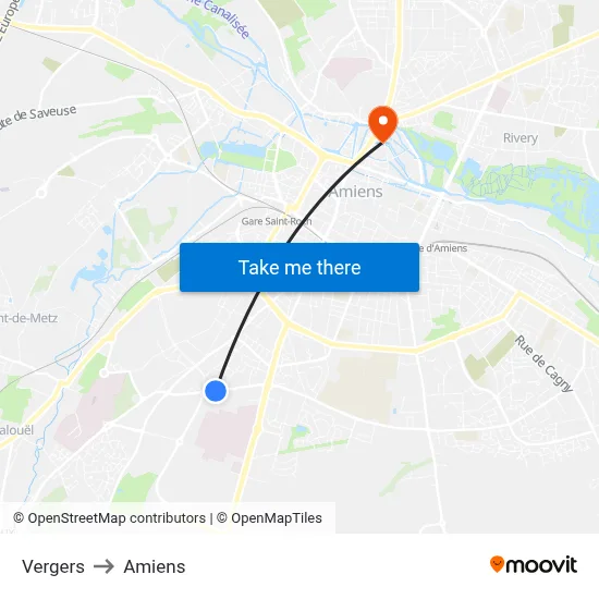 Vergers to Amiens map