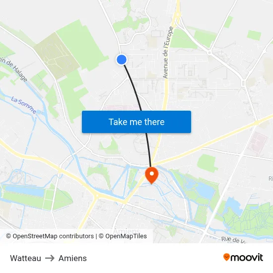 Watteau to Amiens map