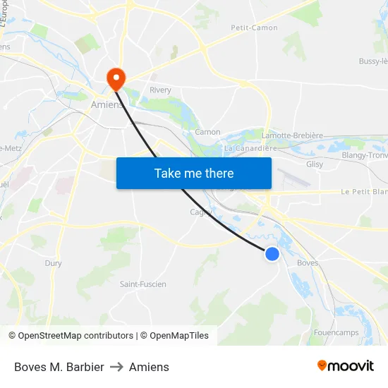 Boves M. Barbier to Amiens map