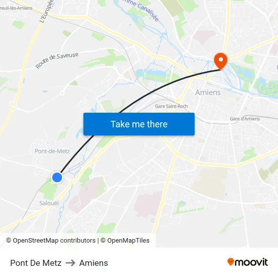 Pont De Metz to Amiens map