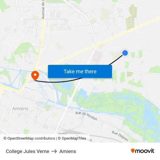 College Jules Verne to Amiens map