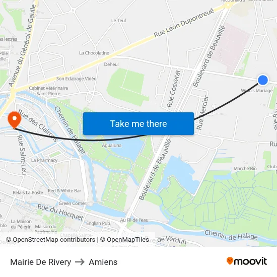 Mairie De Rivery to Amiens map