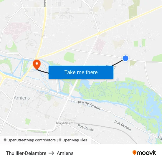 Thuillier-Delambre to Amiens map