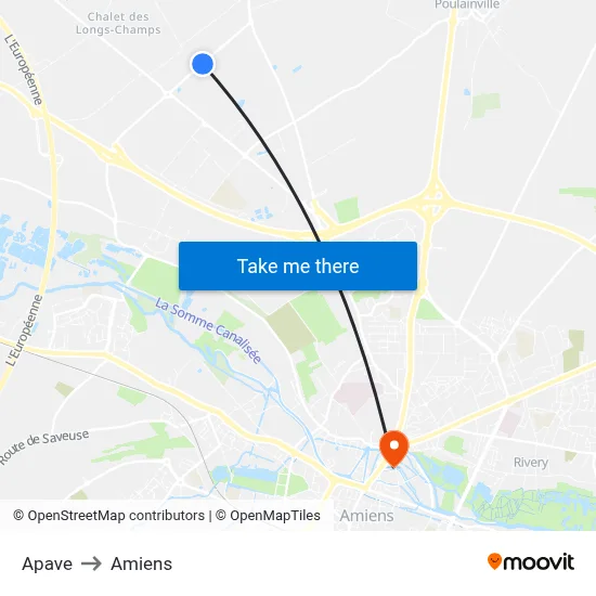 Apave to Amiens map