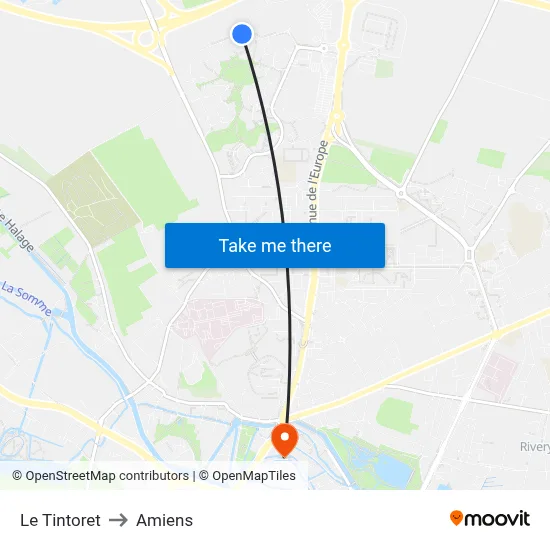 Le Tintoret to Amiens map