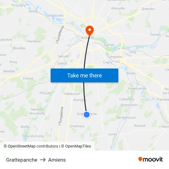 Grattepanche to Amiens map